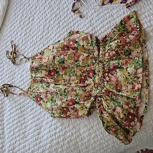 J Crew spaghetti strap Floral Linen top